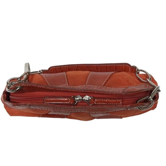 Chinese Laundry Y2K faux crocodile & orange mini baguette suede shoulder/handbag - Picture 3 of 6